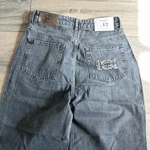 De rococo no 12 high rise super wide full length black jeans - Picture 7 of 9